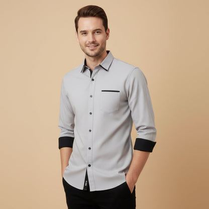 The Gorizia Men’s Trendy Contrast Trim Button Up Shirt
