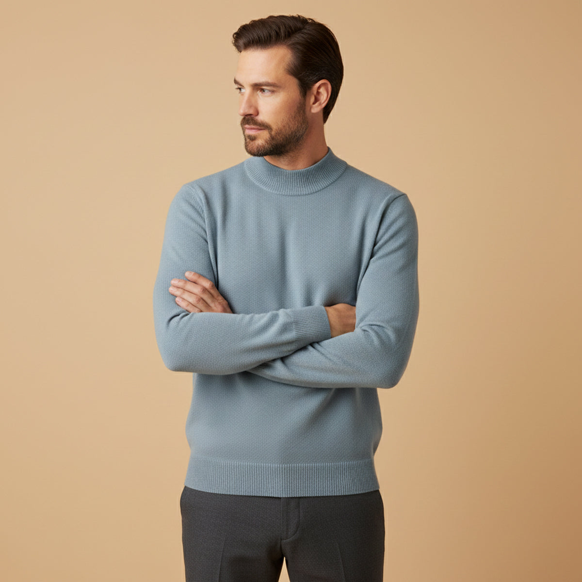 The Taranto Men’s Plain Mock Neck Knit Sweater