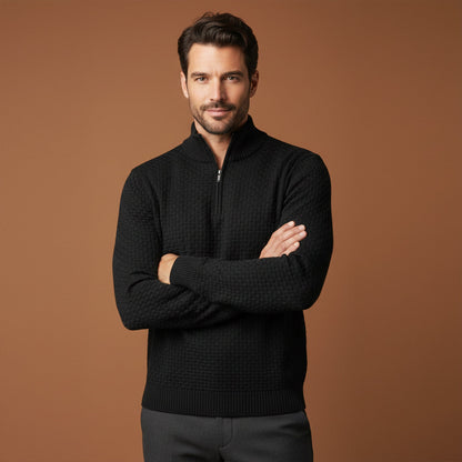 The Lignano Men’s Textured Quarter Zip Knit Sweater