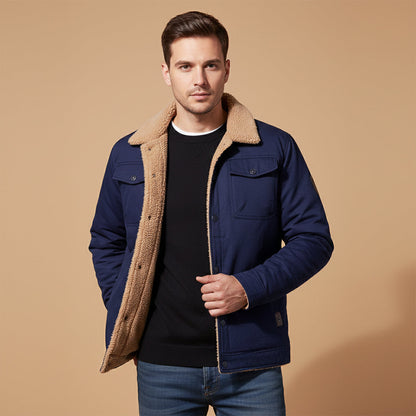 The Piombino Men’s Sherpa Lined Padded Bomber Jacket with Shearling Collar