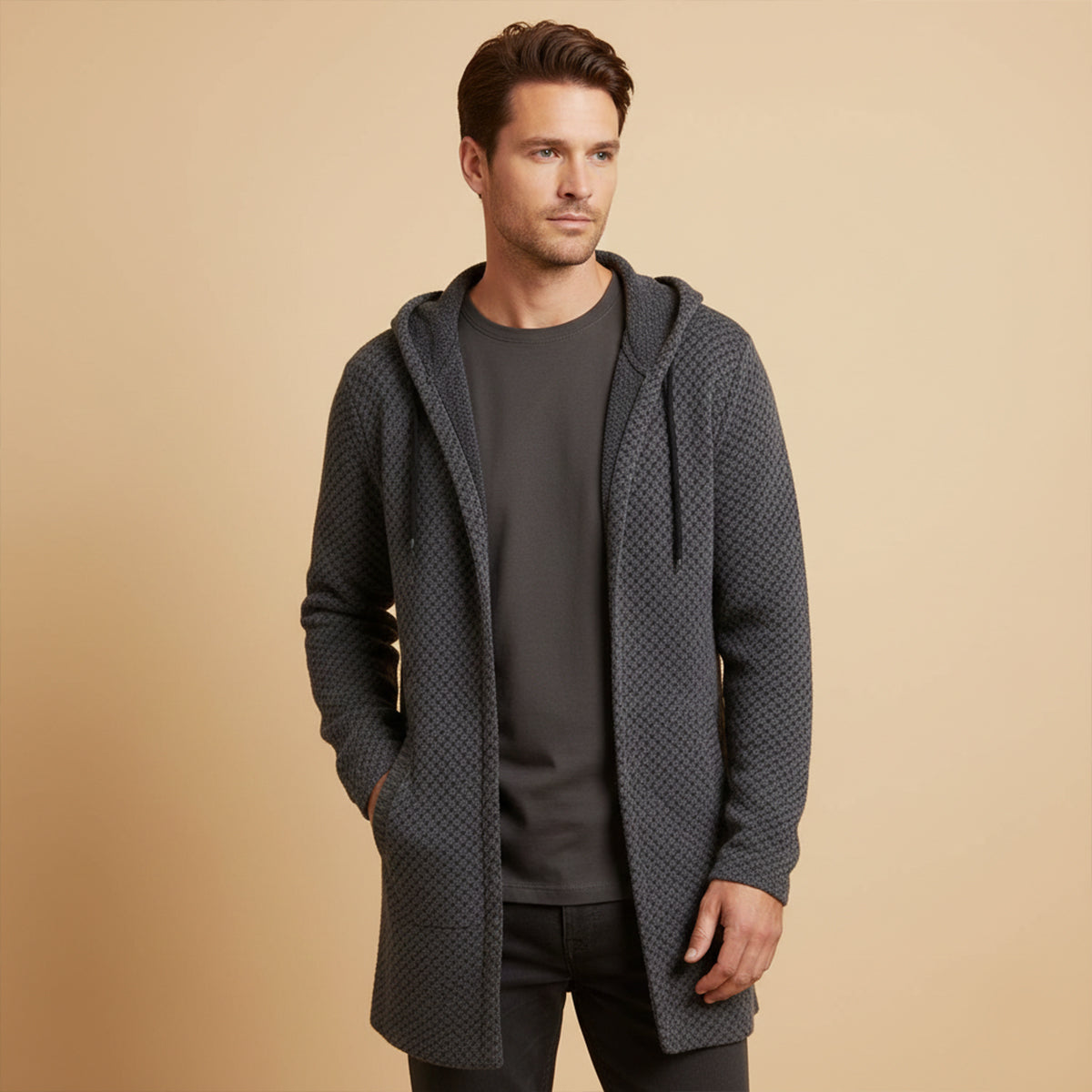 The Copenhagen Hooded Knit Cardigan – Men’s Longline Casual Coat