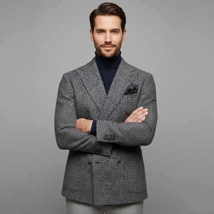 The Garda Porto Men’s Checked Double Breasted Plaid Blazer Jacket