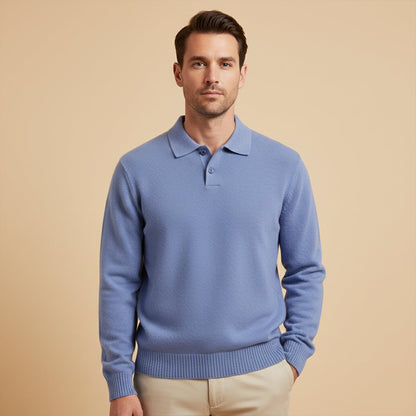 The Four Seasons Men’s Cashmere Buttoned Polo Knit Sweater