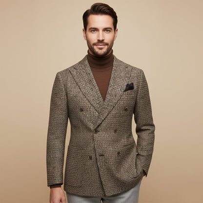 The Garda Porto Men’s Checked Double Breasted Plaid Blazer Jacket