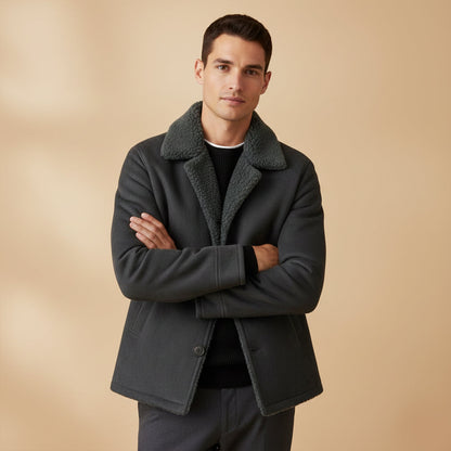 The Ashen Shearling Coat – Men’s Classic Winter Overcoat