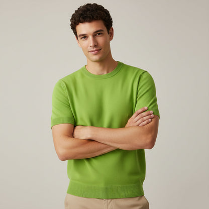 The Evoque Men’s Slim Fit Cashmere Shirt – Lightweight Short Sleeve Knit