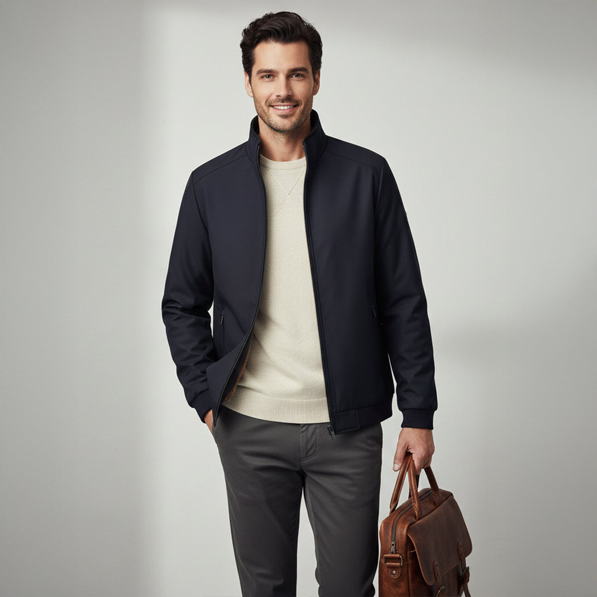 The Sleyever Men’s Elegant Warm Fleece Lining Jacket