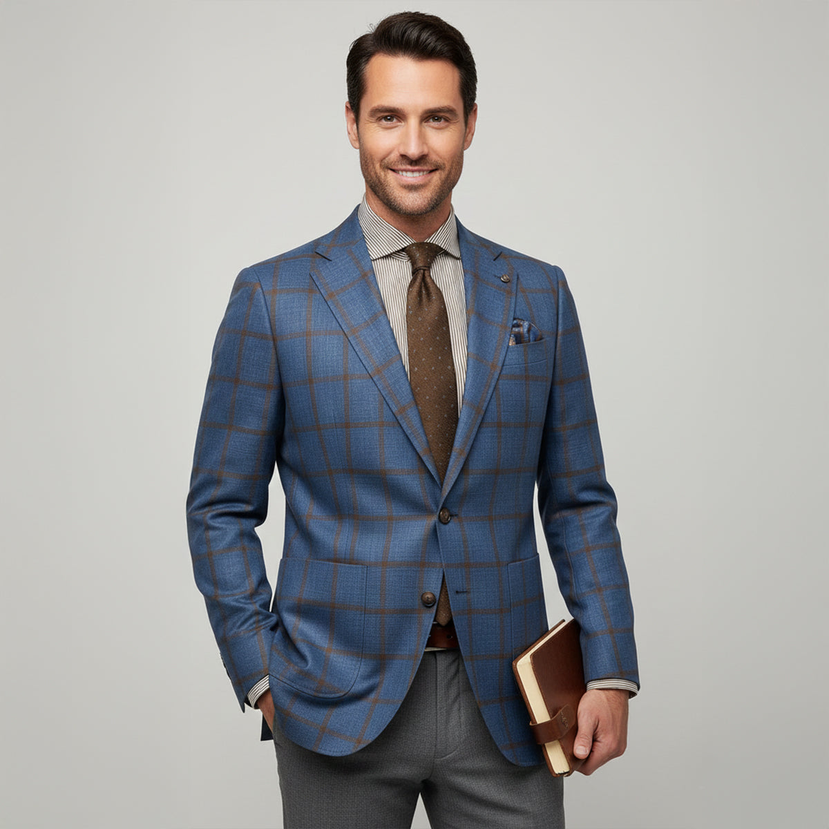 The Garda Porto Men’s Checked Double Breasted Plaid Blazer Jacket