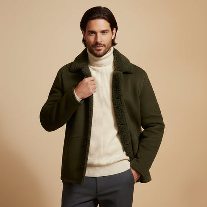 The Ashen Shearling Coat – Men’s Classic Winter Overcoat