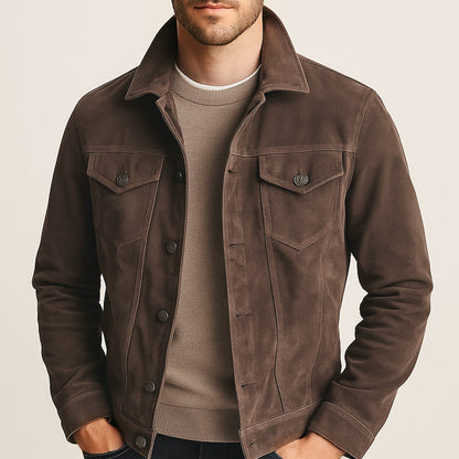 The Vintage Suede Cargo Jacket for Men — Lightweight Outdoor Style