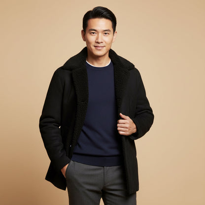 The Ashen Shearling Coat – Men’s Classic Winter Overcoat
