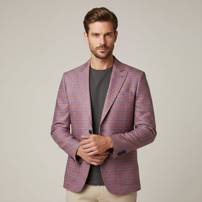 The Garda Porto Men’s Checked Double Breasted Plaid Blazer Jacket