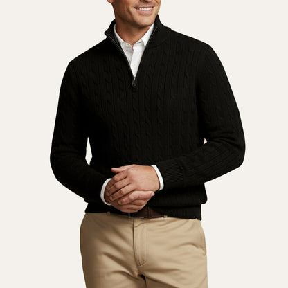 The St. Moritz Cable Knit Zipper Sweater for Men - Old Money Style