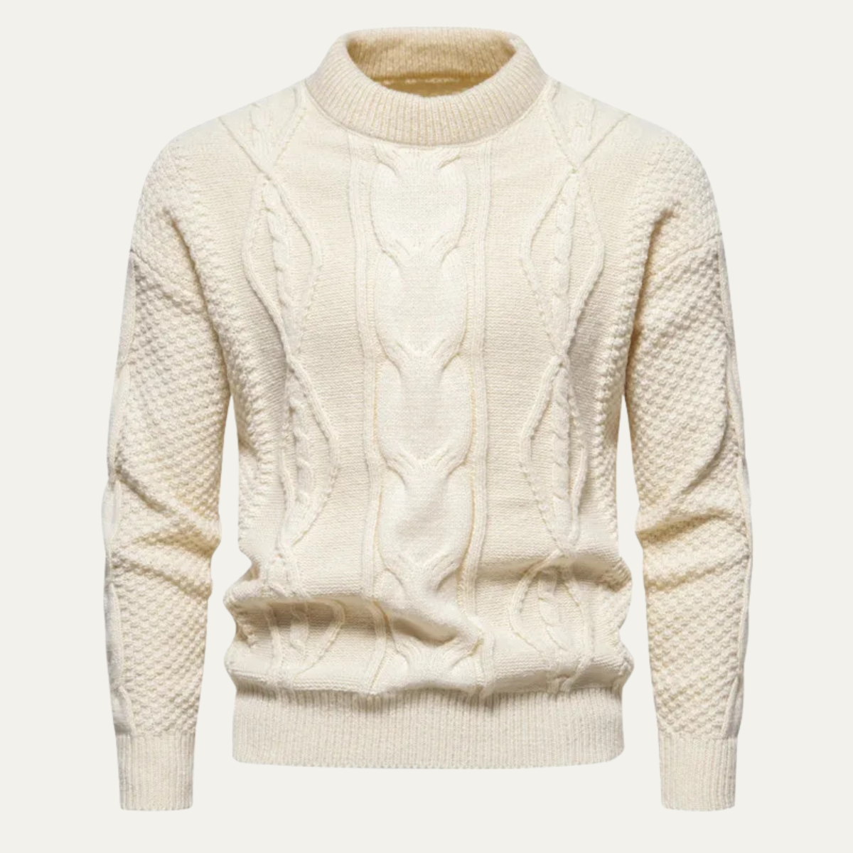 The Windwood Men’s Cable Winter Casual Round Neck Knit Sweater