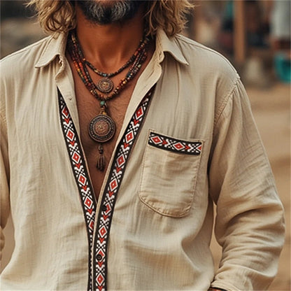 Mattia - Vintage Retro Men’s Cotton Shirt for Stylish Events