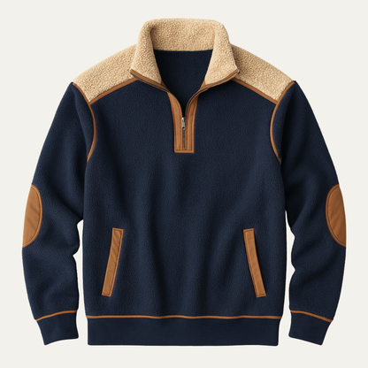 The Willowfall Men's Warm Color Block Sherpa Fleece Half Zip Sweater