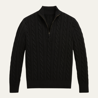 The Woodhall Men’s Premium Knit Cable Pattern Quarter Zip Sweater