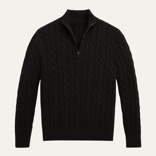 The Woodhall Men’s Premium Knit Cable Pattern Quarter Zip Sweater