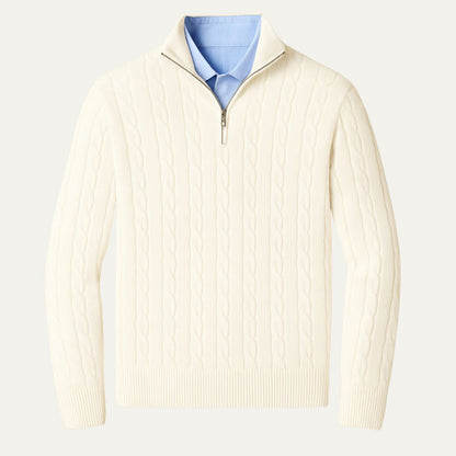 The St. Moritz Cable Knit Zipper Sweater for Men - Old Money Style